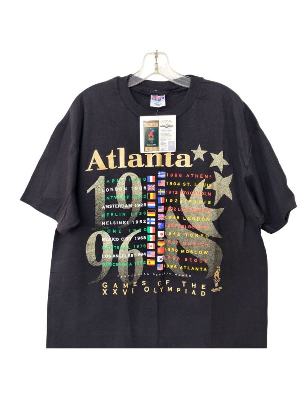 Atlanta 1996 Olympics T-Shirt Hanes Authentic Centennial Collection Black Size X - Picture 2 of 5